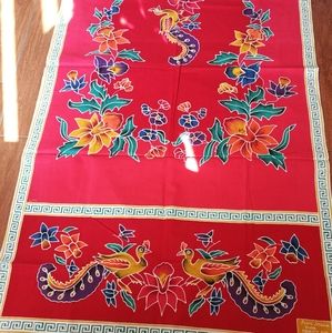 Custom red fabric phoenix design Chinese 102"x35"